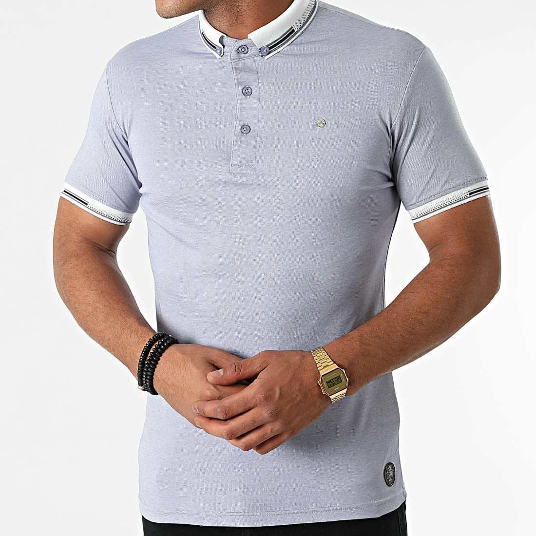 Le moins cher 🎁 Polo Manches Courtes Rosa Bleu Chiné de Zelys Paris ✔️ 4 Le moins cher 🎁 Polo Manches Courtes Rosa Bleu Chiné de Zelys Paris ✔️ – Image 3