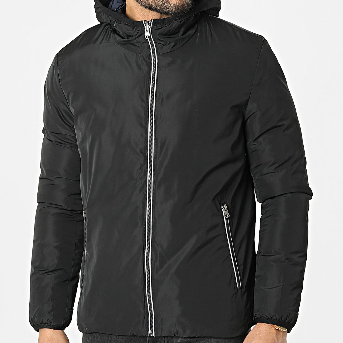 Grosses soldes ⌛ Veste Réversible Zippée Capuche Arthur Bleu Marine Noir de Zelys Paris 🔔 4 Grosses soldes ⌛ Veste Réversible Zippée Capuche Arthur Bleu Marine Noir de Zelys Paris 🔔 – Image 2