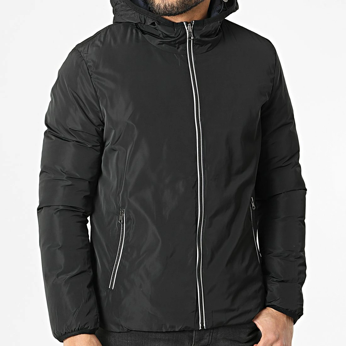 Grosses soldes ⌛ Veste Réversible Zippée Capuche Arthur Bleu Marine Noir de Zelys Paris 🔔 5 Grosses soldes ⌛ Veste Réversible Zippée Capuche Arthur Bleu Marine Noir de Zelys Paris 🔔 – Image 3