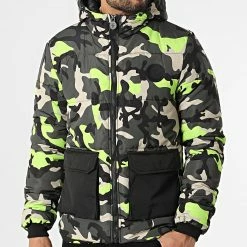 Budget 🧨 Doudoune Capuche Aros Vert Kaki Beige Camouflage de Zelys Paris 🛒 -Zelys Paris Soldes Boutique zelys paris 295321 AROS KHAKI 20211215T162106 03