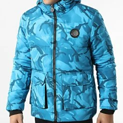 Bon marché 🥰 Doudoune Capuche Acine Bleu Clair Camouflage de Zelys Paris 🤩 -Zelys Paris Soldes Boutique zelys paris 295360 ACINE BLUE 20211217T152006 03