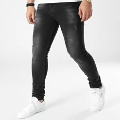 Bon marché ⌛ Jean Skinny Las Noir de Zelys Paris 👍
