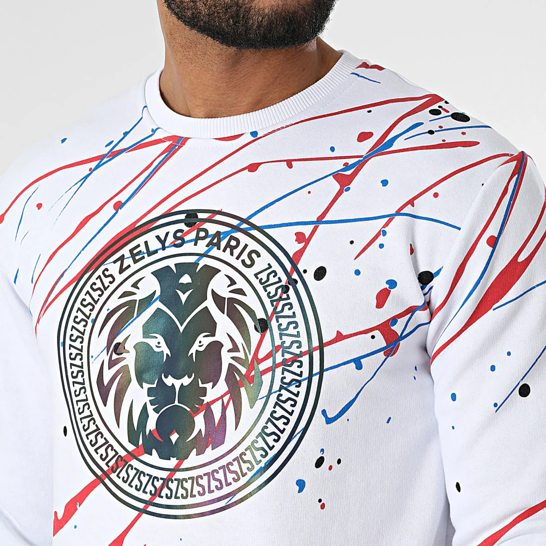 Vente flash 🎁 Sweat Crewneck Mega Blanc Réfléchissant Iridescent de Zelys Paris 👏 4 Vente flash 🎁 Sweat Crewneck Mega Blanc Réfléchissant Iridescent de Zelys Paris 👏 – Image 2