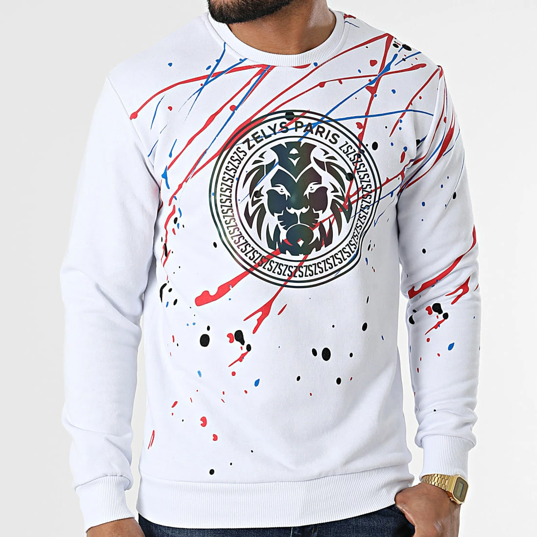 Vente flash 🎁 Sweat Crewneck Mega Blanc Réfléchissant Iridescent de Zelys Paris 👏 5 Vente flash 🎁 Sweat Crewneck Mega Blanc Réfléchissant Iridescent de Zelys Paris 👏 – Image 3