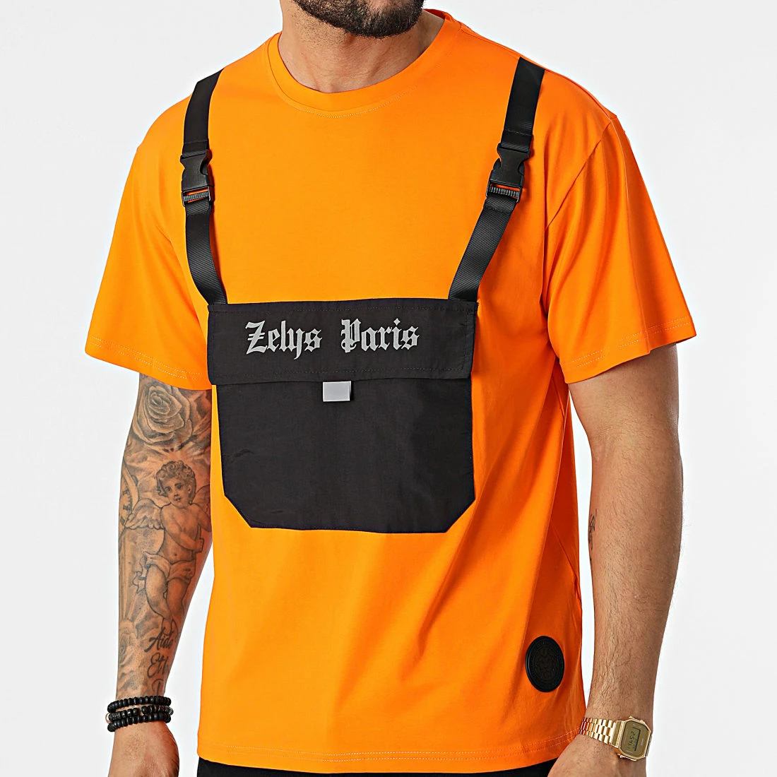 Tout neuf 🎁 Tee 👕 Shirt A Poche Poitrine Snoop Orange Noir Réfléchissant de Zelys Paris 🔥 5 Tout neuf 🎁 Tee 👕 Shirt A Poche Poitrine Snoop Orange Noir Réfléchissant de Zelys Paris 🔥 – Image 3