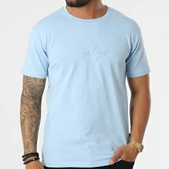Vente flash 😀 Tee 👕 Shirt Oksi Bleu Clair de Zelys Paris 🤩 -Zelys Paris Soldes Boutique zelys paris 324105 OKSI BLUE 20220617T151432 03