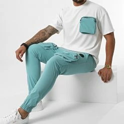 Acheter 💯 Ensemble Tee 👕 Shirt Et Pantalon Cargo Podo Blanc Bleu de Zelys Paris 😉