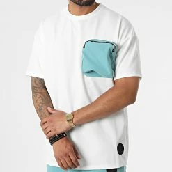 Acheter 💯 Ensemble Tee 👕 Shirt Et Pantalon Cargo Podo Blanc Bleu de Zelys Paris 😉 -Zelys Paris Soldes Boutique zelys paris 332509 PODO WHITE POCHE VERT 20220812T144905 03
