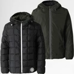 Tout neuf ⌛ Doudoune Capuche Enfant Réversible Kthur Vert Kaki Noir de Zelys Paris 😉