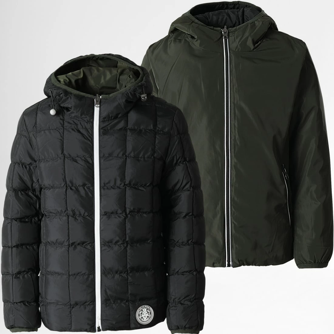 Tout neuf ⌛ Doudoune Capuche Enfant Réversible Kthur Vert Kaki Noir de Zelys Paris 😉 3 Tout neuf ⌛ Doudoune Capuche Enfant Réversible Kthur Vert Kaki Noir de Zelys Paris 😉