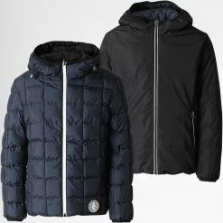 Nouveau 🧨 Veste Zippée Capuche Réversible Enfant Kthur Noir Bleu Marine de Zelys Paris 🧨