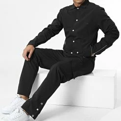 Bon marché 😀 Ensemble veste et Pantalon Cargo Giovani Noir de Zelys Paris ✔️