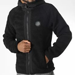 Nouveau 🛒 Veste Zippée Capuche Fourrure Mouton Oveja Noir de Zelys Paris 🌟