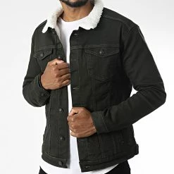 Meilleure vente 😀 Veste Jean Col Mouton Yback Vert Kaki de Zelys Paris ✨