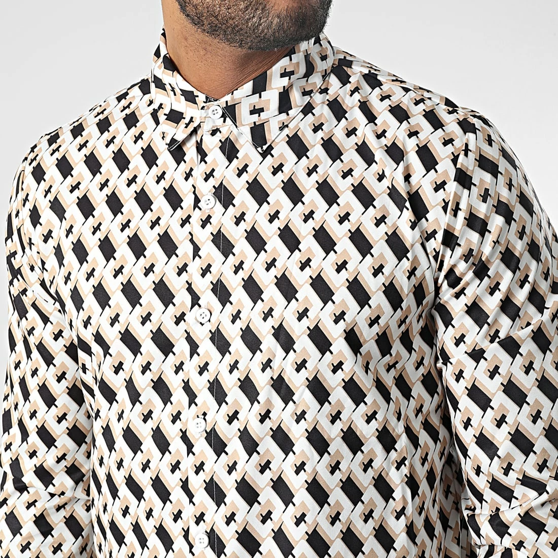 Meilleur prix ❤️ Chemise Manches Longues Alto Blanc Beige Noir de Zelys Paris ⭐ 4 Meilleur prix ❤️ Chemise Manches Longues Alto Blanc Beige Noir de Zelys Paris ⭐ – Image 2