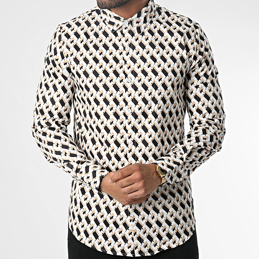 Meilleur prix ❤️ Chemise Manches Longues Alto Blanc Beige Noir de Zelys Paris ⭐ 5 Meilleur prix ❤️ Chemise Manches Longues Alto Blanc Beige Noir de Zelys Paris ⭐ – Image 3